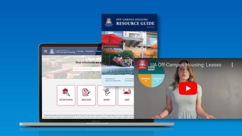 Educational resources from website displayed near laptop computer.