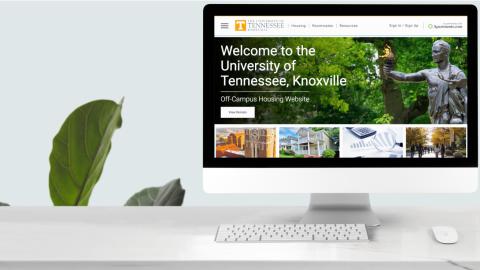 A university website on a desktop computer.