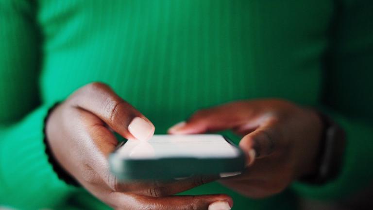 Woman using smart phone