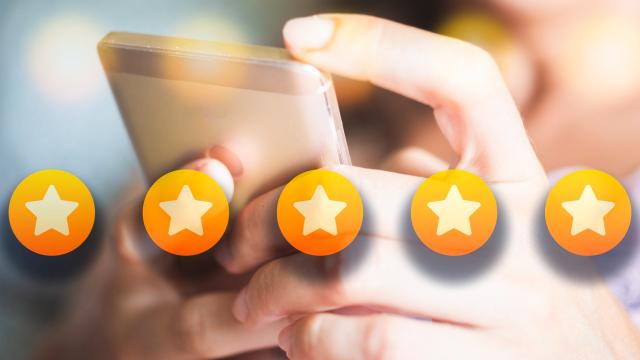 Smartphone user submits a five-star rating