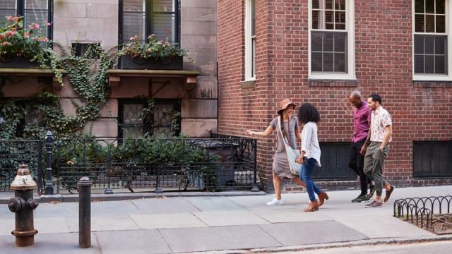Walking through a residential neighborhood in NYC