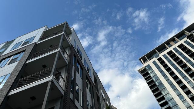 High-rise apartment buildings against the sky