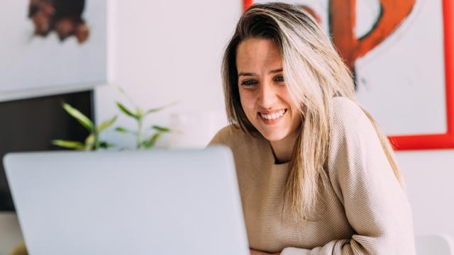 Woman using laptop