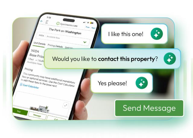Renter takes action to send message with AI
